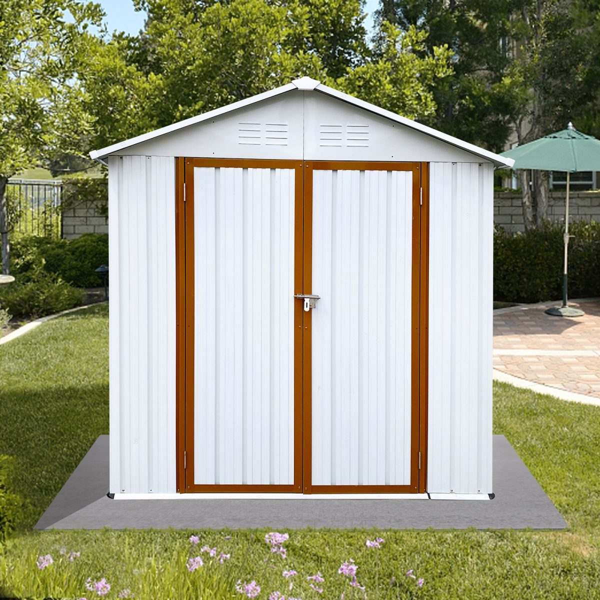 6 x 4 metal tool shed with pitched roof
